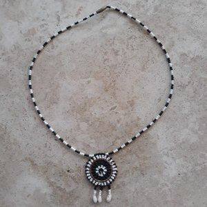 Black & White African Beaded Necklace